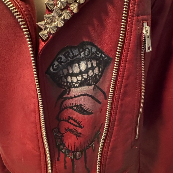 Levi's Customized Studded Burgundy Leather Jacket - Picture 2 of 4
